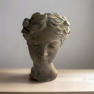 Elegant Bust Cement Greek Lady Head Planter
